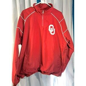 58 Sports Mens Pullover Windbreaker Jacket 1/4 Zip Oklahoma Sooners Size Large